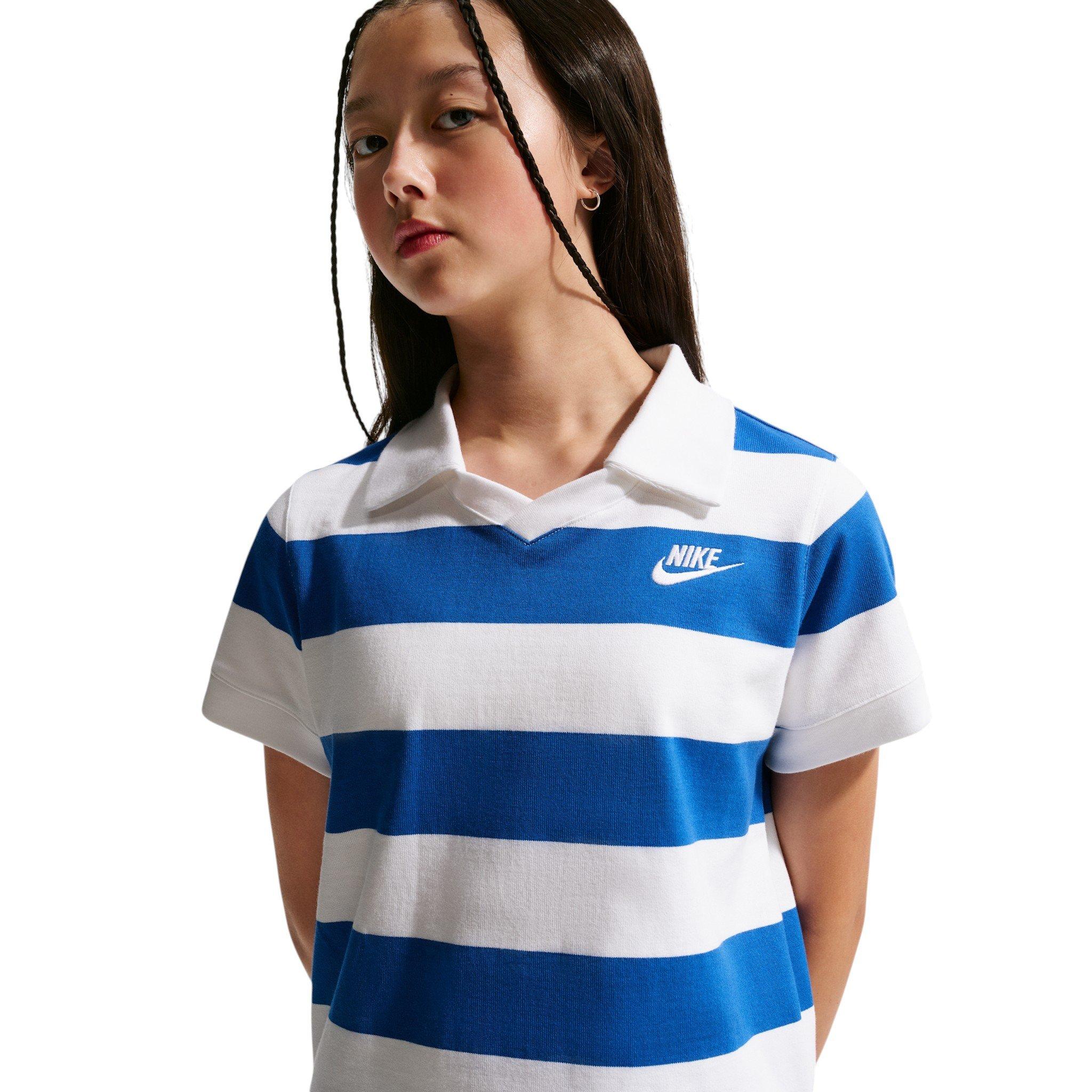 Nike Big Girls' Sportswear Short-Sleeve Polo Top - Royal - ROYAL